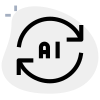 Artificial Intelligence program being refreshed with loop arrows icon