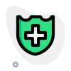 Security at hospital premises with defensive logotype icon