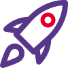 Rocket with escape velosity isolated on a white background icon