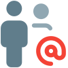 People standing in a group sharing email address icon