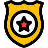 policial-externo-excelente-desempenho-medalha-do-círculo-estrela-com-escudo-distintivos-preenchidos-tal-revivo icon