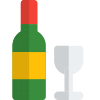 New year celebration wine bottle with glass icon