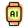 Artificial intelligence Technology under smartwatch isolated on a white background icon