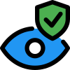 Retina scan protected by shield device technology icon