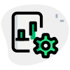 Cogwheel logotype on a bar chart internal setting icon