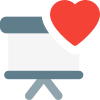 Favorite office lecture with heart shape on presentation icon