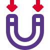 U shaped magnet with strong point poles icon