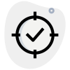 Target crosshair with tickmark isolated on a white background icon