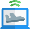Online ticket booking on a computer laptop icon