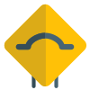 Bump ahead warning signal on road ahead icon