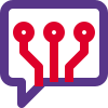 Integrated Technology with connected nodes discussed on a messenger icon