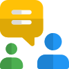 Discussion over company sales records by co-workers via messenger icon