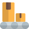 Shipment handling facility on a rolling conveyor icon