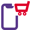 Digital marketplace on cell phone with cart logotype icon