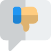 Dislike comment with thumbs down on a speech bubble icon