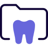 Patient dental report stored in computer archive folder icon