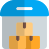 Airport warehouse with delivery boxes storage facility icon