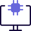 Computer with a CPU processor isolated on a white background icon