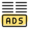 Ads at bottom line in various article published online icon