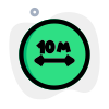 Distance of about ten kilometers range on a road signal icon