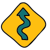 Left Winding Road Sign icon