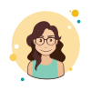 メガネの長い茶色のカーリーヘアレディ icon