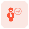 Businessman with a right direction arrow indication icon