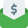 International money order payment in an envelope icon