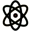 Science class with nucleus and atoms revolving around it icon