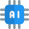 Microprocessor Technology with artificial intelligence isolated on a white background icon