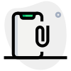 Smartphone media attachment with paper clip layout icon
