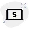 Internet banking and online purchase on laptop computer icon