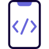 The smartphone with a programming feature for web development icon