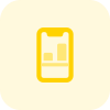 Bar chart shared online on smartphone logotype icon