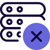 Delete files from the database server isolated on a white background icon