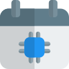 Manufacturing schedule of microprocessor under factory calendar icon