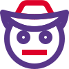 Cowboy netural face expression with brim hat icon