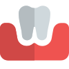 Implanting a new artificial tooth into the gums icon