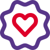 Heart shaped sticker label isolated on a white background icon