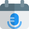 Audio schedule and vocal content on a calendar icon