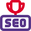 Champion of seo research with trophy logotype icon