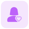 Favorite female user profile picture with heart logotype icon