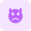 Angry devil face emoticon with pair of horn icon