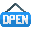 Mall opening hanging board isolated on a white background icon