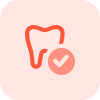 Dental procedure of a dentistry with a checklist approved icon