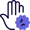 Hand infected by a Corona virus isolated on a white background icon