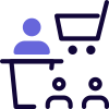 Sales and marketing with shopping cart logotype icon