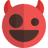Zany devil with with enlarged single eye icon