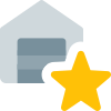 Warehouse with star logotype - favorite storage unit icon