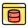 Web connected database for online storage database icon